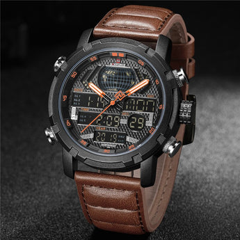 NAVIFORCE Watch Men Top Brand Luxury Digital Analog Sport Wristwatch Military Genuine Leather Male Clock Relogio Masculino 9160