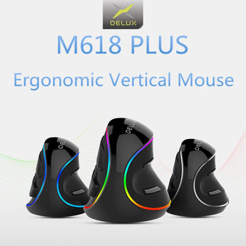 Delux M618 PLUS Vertical Mouse Gaming Wired Ergonomics Mice Wireless 6 Buttons 4000 DPI Optical Right Hand For PC Laptop