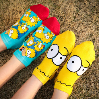 Dreamlikelin 1 Pair Funny Women Children Socks Cute Happy Cotton Socks Simpsons Family Novelty Spring Autumn Short Ankle Sokken