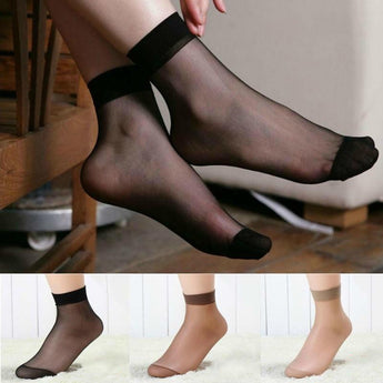 Sales promotion 10 Pair Women Elastic Ultra-thin Transparent Short Crystal Socks Newest Fashion