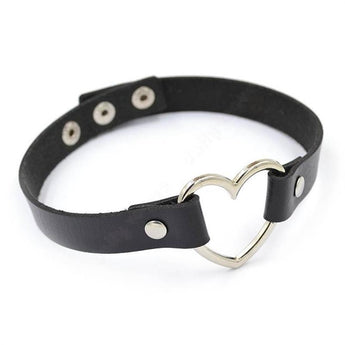 Meajoe Trendy Sexy Punk Gotiese leer Hart Gesaaide Choker Halssnoer Vintage Charm Ronde Kraag Halssnoere Vroue Juweliersware Geskenk 