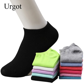 Urgot 10pcs=5pairs/lot Women Cotton Socks Summer Autumn Cute Candy Color Boat Ankle Socks Women's Thin Sock Slippers Girls Meias