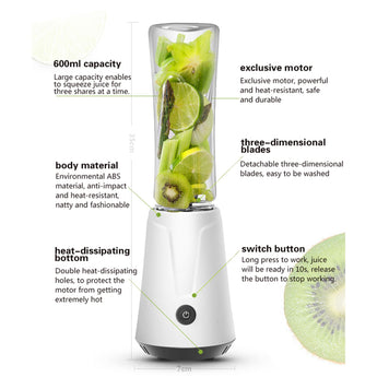 600ML Portable Electric Juicer Blender Fruit Baby Food Milkshake Mixer Meat Grinder Multifunction Juice Maker Machine DIY Drop