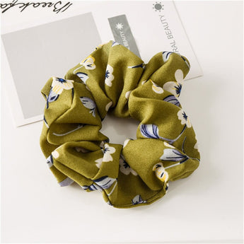 2019 Mode Haarbykomstighede Vroue Scrunchie Poniesterthouer Blom Scrunchies Pak Haarbande Elastiek Haarbande vir Meisies 