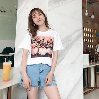 t-shirts summer woman 2019 female T-shirt Casual Tee top woman Summer Short Sleeve Loose Female T shirt Women Clothing