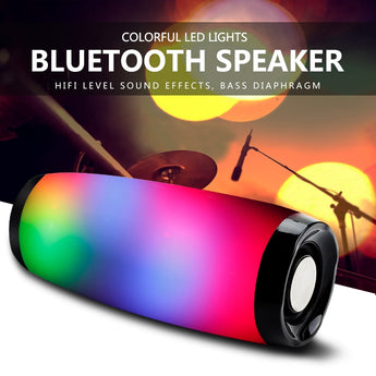 Wireless Bluetooth Speaker LED Portable Boom Box Outdoor Bass Column Subwoffer Sound Box with Mic Support TF FM USB