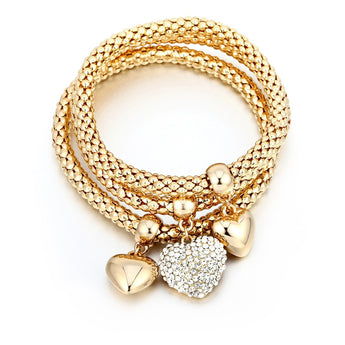 Women Heart-shaped Corn chain three-layer suit Bracelet AM0688