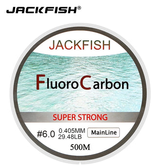 JACKFISH WARM UITVERKOPING 500M Fluorkoolstof Vislyn 5-32LB toets Koolstofvesel Leierlyn 0.165-0.46mm vliegvislyn pesca 