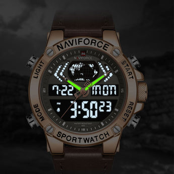 NAVIFORCE New Men Watch Top Luxury Brand Leather Waterproof Sport Men Watches Quartz Analog Digital Watch Male Relogio Masculino