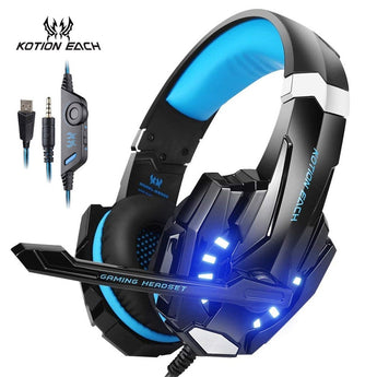 KOTION ELKE G9000 USB GAMING HOOFOFONE 3.5MM STEREO LAE LIG MET MIKROFOON LED LIG REKENAAR PS4 XBOX SELLULARE 