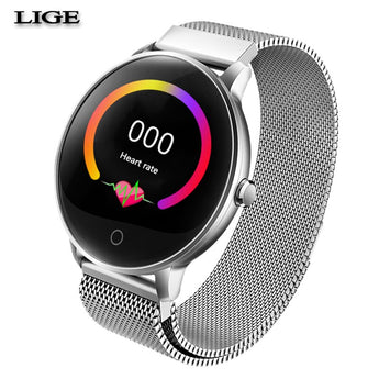 LIGE nuevo reloj inteligente mujer Monitor de salud Frecuencia Cardíaca/presión arterial/podómetro impermeable hombres mujeres deportes reloj inteligente n58 + caja