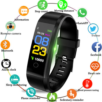 Nuevas pulseras inteligentes relojes de Fitness con ritmo cardíaco y Monitor de presión arterial podómetro deportivo reloj inteligente para hombres y mujeres para IOS Android