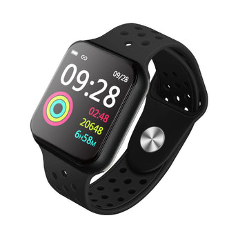 Nuevo reloj inteligente F9 deportes IP67 onpermeable 15 dias de espera Frecuencia Cardíaca presión arterial a todo color touch metal intelligente pulsera