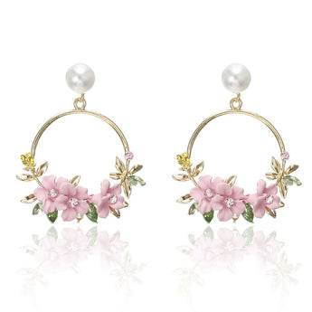 Pendientes de aro pequeños vir mujeres joyas de flores de diamante de imitación anillos de oreja de círculo redondo Kleur dorado plateado Brincos 2019