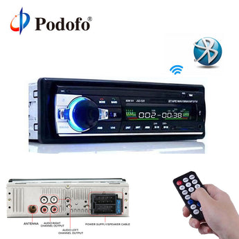 Podofo 12V Radios de coche estéreo Bluetooth cargador de Control remoto teléfono USB/SD/AUX-IN reproductor de Audio MP3 1 DIN In-Dash coche de Audio JSD52