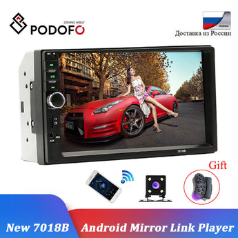 Podofo 2 Din coche Radio Bluetooth 2din Coche Multimedia Player 7 "táctil HD Autoradio MP5 de Audio USB Audio estéreo with camara de visión trasera