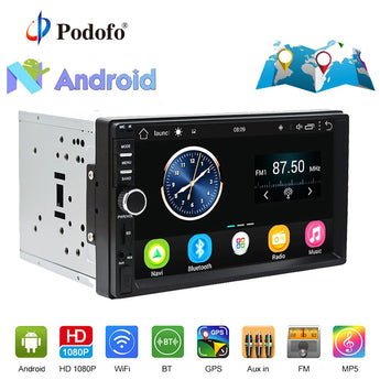 Podofo 2din auto Radio estéreo navegación GPS Android 7 "1024*600 Universal Car Player Wifi Radio Bluetooth USB reproductor de Audio sin DVD