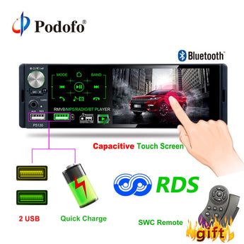 Podofo 4,1 "Touch Bluetooth Radio de coche 1 Din Autoradio estéreo de Audio MP5 reproductor de Video USB MP3 TF ISO en -reproductor Multimedia de salpicadero