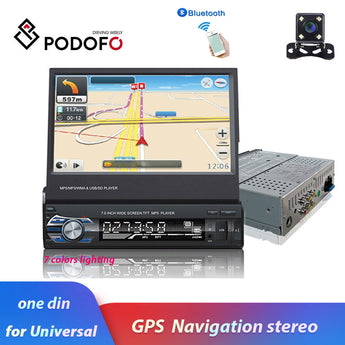 Podofo 7 "Android enlace espejo coche Radio MP5-speler Bluetooth GPS DVD AUX-IN/FM/Autoradio Multimedia Universele oudio-estéreo