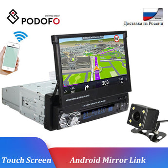 Podofo Radio GPS de coche Auto Radio 7 "HD Autoradio Bluetooth Radio de Audio 1 Din coche MP5 reprodukteur SD FM USB AUX coche estéreo 12V Radio Coche