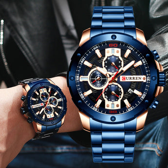 Reloj CURREN azul para hombre, reloj militar, deportivo para hombre, relojes para hombre, cronógrafo de lujo de marca superior, reloj for hombre, Curren de acero inoxidable 2019 8336