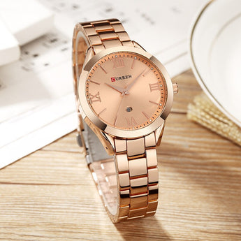 Reloj de oro CURREN para mujer relojes de pulsera de acero creativo para mujer relojes de reloj para mujer