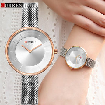 Reloj de pulsera de cuarzo ultrafino Clásico de mujer reloj de negocios Simple Casual a la moda de marca de lujo CURREN vir mujer