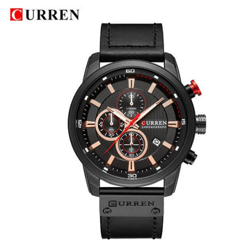 Relojes Para Hombre de marca de lujo CURREN, cronógrafo, reloj deportivo militar, reloj de cuero impermeable para hombre, reloj analógico de cuarzo militar, 8291