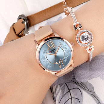 Relojes de Mujer CURREN 2019 mejor regalo vir Mujer Reloj de pulsera de cuarzo analógico creativo de moda Mujer Reloj de cuero Montre femme