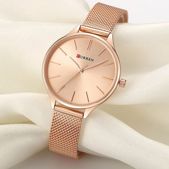 Relojes de mujer CURREN reloj de pulsera de lujo reloj femenino para mujer Milanese acero señora Rosa oro cuarzo señoras reloj nuevo