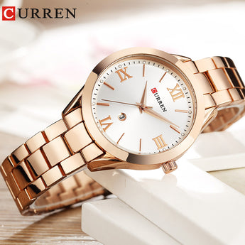 Relojes de pulsera CURREN vir mujer, relojes de lujo de oro rosa vir mujer, relojes de cuarzo vir mujer