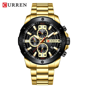 Relojes de pulsera de cuarzo de banda de acero inoxidable para hombre reloj de cronógrafo militar reloj deportivo de moda para hombre reloj impermeable CURREN