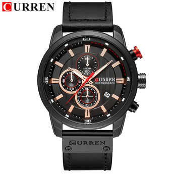Relojes nuevos de marca de lujo CURREN cronógrafo para hombre, relojes deportivos, correa de cuero de alta calidad, reloj de pulsera de cuarzo