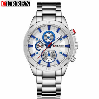 Relojes para hombre, marca Curren, relojes de cuarzo analógicos de acero dorado y negro de lujo para hombre, relojes de pulsera de negocios informales de moda para hombre