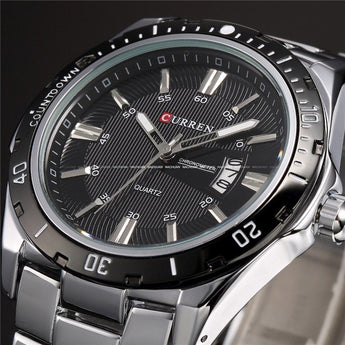 Relojes para hombre, marca de lujo, CURREN, 2018, Relojes de Acero para hombre, reloj de cuarzo, reloj de pulsera militar deportivo a prueba de agua analógico