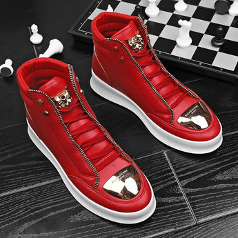 WEH Men Ankle Boots High-cut Sneakers 2022 fashion high top Shoes Leopard Platform Skate Sport Training Shoes Men Casual Shoes