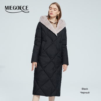 MIEGOFCE Winter Clothes 2022 New Women&#39;s Cotton Clothing Stand Collar Fur Hooded Soft Fabric Jackets And Coats For Women D22625