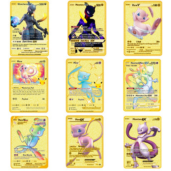 Pokemon Gold Metal Card Pokemon Cards Game Anime Battle Card Charizard Pikachu Mewtwo Collection Action Figure Model Child Toy