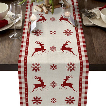 Kersboom Eland Sneeuvlok Plaid Tafel Vlag Familie Partytjie Trou Versiering Tafel Vlag Kersfees Versiering Huis Tafel Vlag