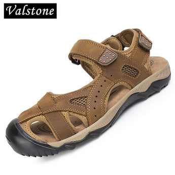 Sandalias de hombre Valstone zapatos de playa de lujo de cuero genuino de verano para hombre, zapatillas deporte de verano para hombre, sandalias de hombre, Tallas grandes 48