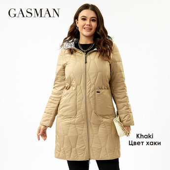 GASMAN 2023 New Women&#39;s spring Down jacket Autumn Women Coat Long parka Fashion women&#39;s jackets female Thin Cotton L-5XL 8327