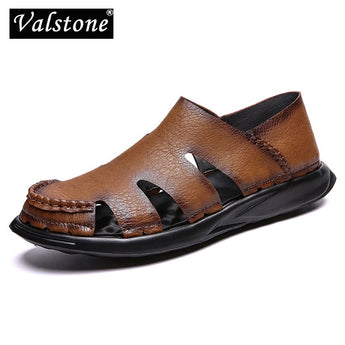 Men Leather Sandals Breathable Soft Summer Microfiber Casual Shoes