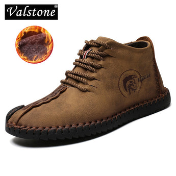 Valstone 2019 zapatos casuales de cuero vir hombre de invierno de gran tamaño 48 botas de Frosty vintage alt-Top caliente zapatillas caqui oro Negro hombre