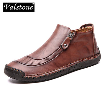 Valstone hecho a mano hombres zapatos de cuero Casual hip hop zapatillas cremallera alto tops hombres zapatos de calle Slip-on mocasines plus tamaño 38-48