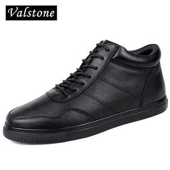 Valstone hombres alta botas de cuero genuino botas de invierno botas de nieve calientes zapatillas de cuero de vaca zapatos de tabla de skate Tallas grandes 48