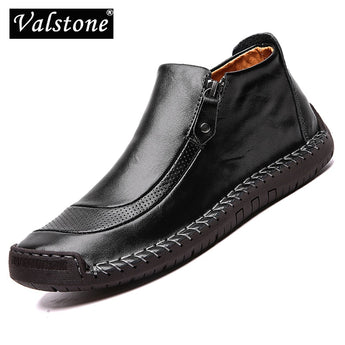 Valstone otoño Slip-on mocasines hechos a mano hombres zapatos de cuero Toevallige hip hop zapatillas cremallera tobillo zapatos más tamaño 38-48