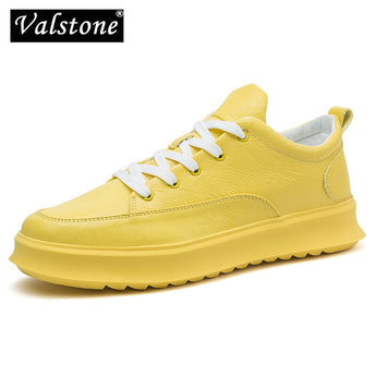 Valstone zapatos casuales de cuero para hombres de calidad zapatillas de deporte transpirables de microfibra de encaje pisos zapatos vulcanizados zapatos 3 tamaños de color 44