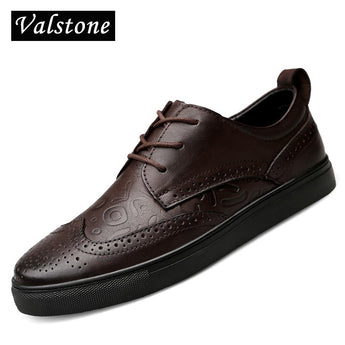 Valstone zapatos de cuero genuino de los hombres de la primavera de 2018 zapatos de lujo de alta calidad zapatillas de deporte de cuero zapatillas hombres casuales tallas grandes 47