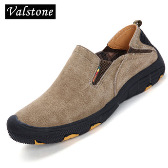 Zapatillas de cuero genuino Valstone hombres 2018 otoño zapatos casuales deslizamiento en mocasines de cuero real de lujo zapatos de goma al aire libre tallas 48