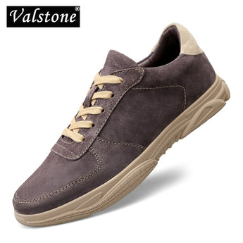 Zapatillas de deporte de cuero genuino de Valstone vir hombre, zapatos de otoño al aire libre, zapatos casuales de cuero natuurlike de lujo kleur caqui